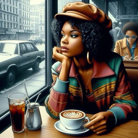 Black Love Artwork, Diy Kits For Adults, Black Woman Artwork, Black Inspiration, Black Art Painting, Black Artwork, Black Love Art, Black Art Pictures, Drinking Coffee