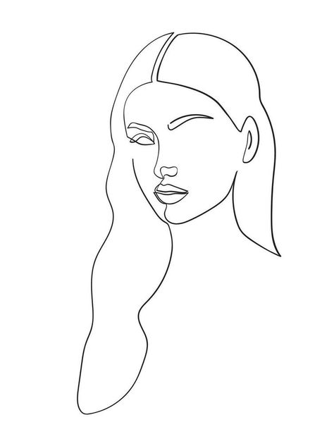 Minimal Portrait Illustration, Woman Face Line Drawing, One Line Drawing Face, Line Drawing Face, Abstract Woman Face, Face Abstract, Face Outline, Face Line Drawing, Minimalism Art