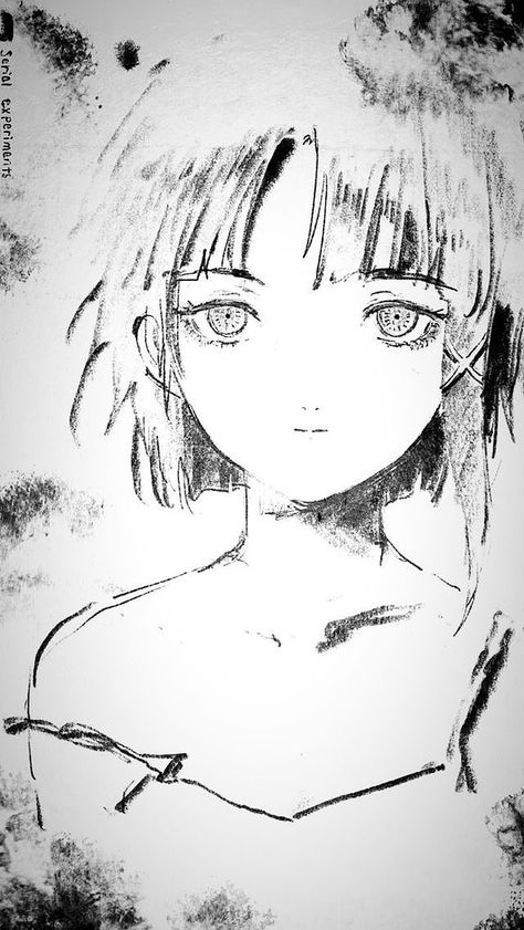 Serial Experiments Lain Black And White, Lain Black And White, Lain Manga, Lain Drawing, Experiment Lain, Lain Iwakura, Serial Experiments Lain, Dream Art, Art Inspiration Drawing