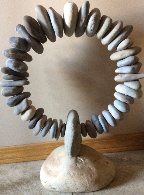 River Rock Sculpture, Dog Yard Forge and Metalworks Rock Art Sculptures, River Rock Sculpture, River Rocks Crafts, Rock Sculpture Diy, Rock Decor Home, Rock Art Ideas River Stones Diy Projects, Rock Art Ideas River Stones, Things To Do With Rocks, River Rock Decor