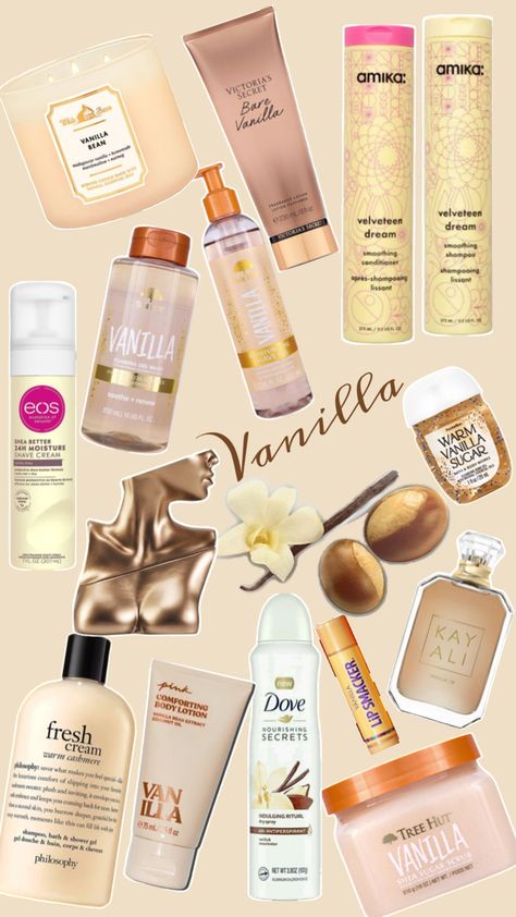 Self care products smell good, how to smell like vanilla, how to smell good all day, #vanilla, #selfcare, #showerproducts, #bodylotion, #shampooandconditioner, #perfume, #bodyscrub, #soap, #shavingcream #amika #eos #kayali #pink #treehut #victoriassecret #bathandbodyworks Self Care Products Smell Good, To Smell Like Vanilla, Smell Like Vanilla, Smell Good All Day, How To Smell Good, To Smell Good, Winter Scents, Hygiene Tips, Smelling Good