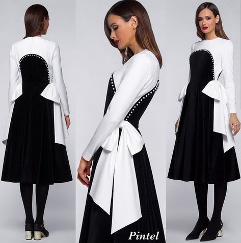 Modest Dresses Fashion, Corporate Dress, Chic Dress Classy, Blouse Casual Fashion, Modest Dresses Casual, Classy Dress Outfits, Black And White Dress, Classy Casual Outfits, Elegant Dresses For Women