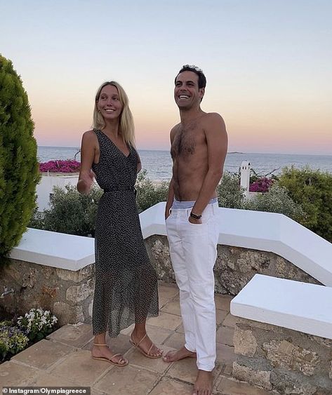 Love is in the air: She appears to be there with her boyfriend, Peregrine Pearson, the 25-... Olympia Of Greece Style, Greece Poses, Miller Sisters, Princess Olympia, Yacht Photoshoot, Princess Olympia Of Greece, Olympia Greece, Greece Blue, Olympia Of Greece