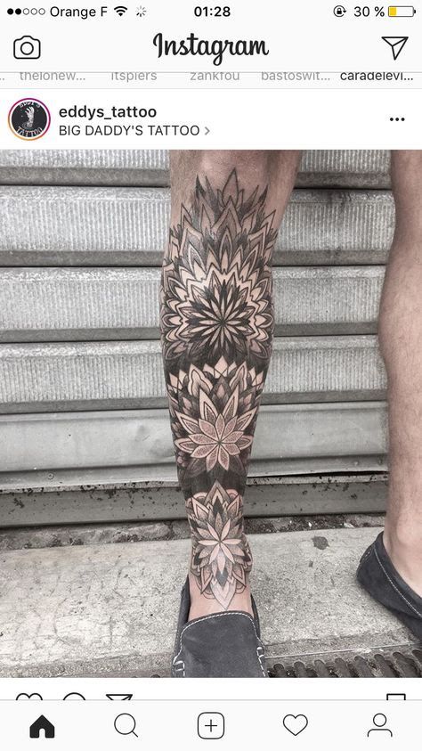 Leg Tattoo Mandala, Foot Tattoos For Men, Mandala Arm Tattoo, Gargoyle Tattoo, Mandala Tattoo Sleeve, Country Tattoos, 13 Tattoos, Tattoo Mandala