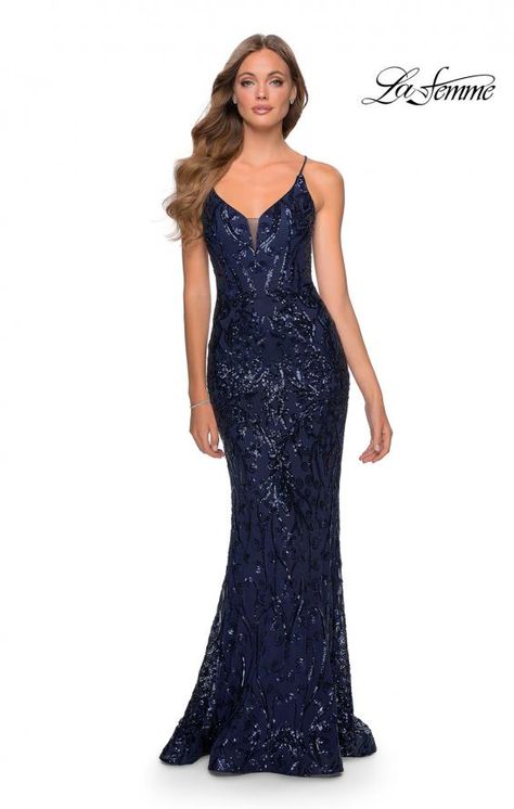 Navy Blue Evening Dress, Long Sparkly Dark Blue Dress, Long Navy Blue Dress Formal Sparkle, Prom Dresses Long Dark Blue Sparkle, Prom Dresses Long Blue Navy Sparkle, Fitted Lace Blue Gown, Prom 2020, Sequin Prom Dress, Lace Prom Dress