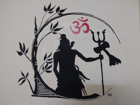 Lord Shiva wall painting 😍 Shiva Wall Painting Ideas, Shiv Wall Painting, Shiv Ji Wall Painting, Shiva Wall Painting, Shiva Wall Art, Wall Staircase, Wall Painting Ideas Creative, Painting Ideas Easy Simple, Simple Wall Paintings