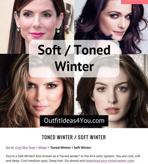 Zyla Soft Winter, Soft Winter Makeup, Angelic Essence, Winter Skin Tone, Deep Winter Palette, Your Color Style, Skin Tone Makeup, Skin Tone Hair Color, Deep Winter Colors