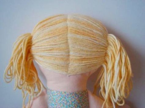 How to Make Rag Dolls Hair With Yarn, Rags Or Mohair Ragdoll Doll, Rag Doll Hair, Dolls Hair, Yarn Dolls, Homemade Dolls, Rag Doll Pattern, Doll Wigs, Rag Dolls, Doll Tutorial