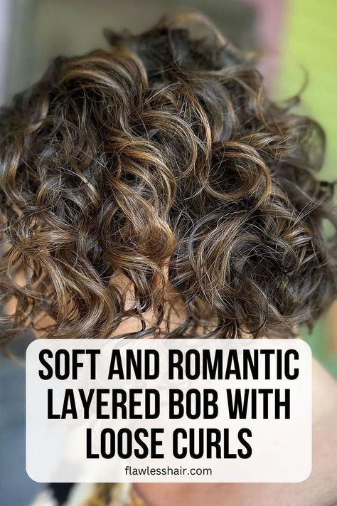 Layered Bob With Loose Curls Curly Tapered Bob, Layered Curly Bob, Curly Layered Bob, Curly Bobs For Older Women, Curly Angled Bobs, Tapered Bob, Curly Bobs, Short Curly Bob Hairstyles, Shoulder Length Curls