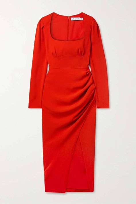 Fashion Colour Trends 2023: 5 Shades That Ruled the Runway | Who What Wear UK Red Dress 2023, Midi Red Dress, Winter Brunch, Brunch Outfit Winter, Crimson Dress, September Fashion, Brunch Outfits, Outfits Nyc, Puffed Long Sleeves