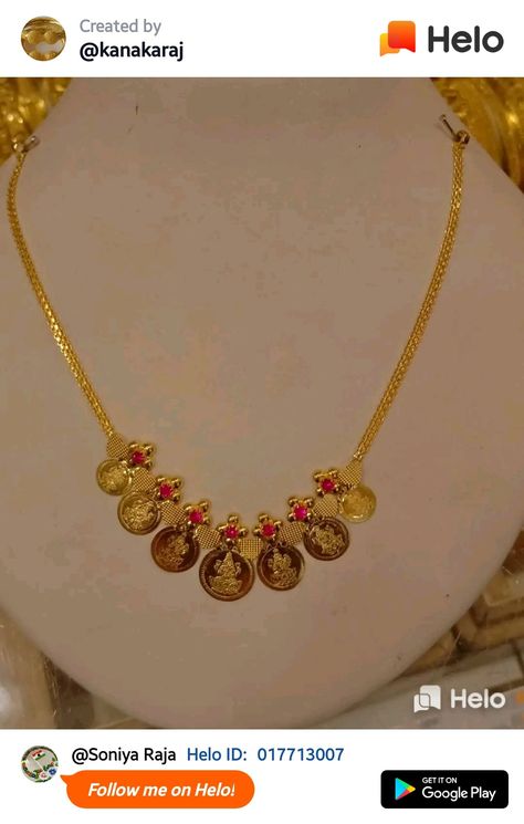 Small Kasu Necklace, Kaasu Necklace Designs, Gold Necklace Indian Bridal Jewelry Simple, Kasu Necklace Designs, Light Weight Kasulaperu Designs, Light Weight Gold Jewellery Indian, Indian Gold Necklace Designs, Fashion Jewelry Necklaces Gold, Kids Gold Jewelry