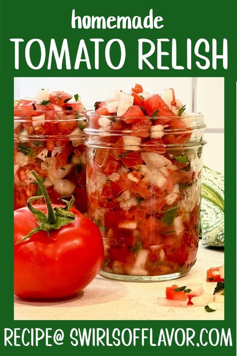 Tomato Onion Relish, Tomato Relish Canning Recipe, Tomato Relish Recipe Easy, Keto Pickles, Leftover Tomatoes, Homemade Relish, Green Tomato Relish, Fig Preserves, Garden Tomatoes