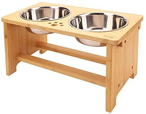 Stand with 2 stainless steel bowls Dog Food Stands, Pet Bowl Stand, Small Sized Dogs, Dog Feeding Station, Raised Dog Bowls, Stainless Steel Dog Bowls, Elevated Dog Bowls, Dog Bowl Stand, Dog Water Bowls