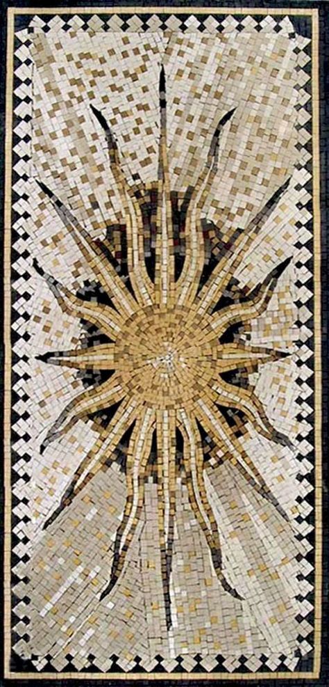 Mosaic Tile Starburst | by Mozaico Sun Mosaic, Geometric Mosaic, Sun Goddess, Custom Mosaic, Mosaic Decor, Mia 3, Marble Mosaic, Mosaic Designs, Stone Decor