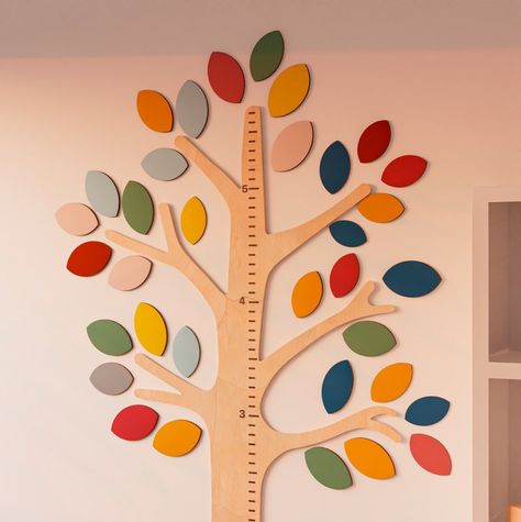 Tree Growth Chart Kids Wooden Height Chart Play Room Wall - Etsy Israel Tree Growth Chart, Playroom Tree, Kids Room Green, Nursery Growth Chart, Growth Chart For Kids, Montessori Table And Chair, Wooden Height Chart, Montessori Bookshelf, Baby Growth Chart