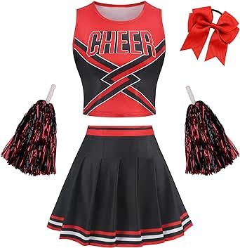 GRAJTCIN Tenns & Womens Cheerleader Uniform Halloween Costume Adult Crop Top Cheer Outfit Cheerleader Fancy Dress, Cheerleading Party, Quinn Fabray, Cheerleader Costume, Cheerleading Uniforms, Pom Pom Girl, Cheer Outfits, Cheer Uniform, Cheer Girl