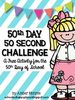 Celebrating the 50th Day of School can be a really fun day of learning. 50th Day 50 Second Challenge {A Free Activity for the 50th Day of School} is a station based set of activities. Students will try to complete various 50's themed challenges in 50 seconds. 50 Days Of School Costume, 50th Day Of School, Planning School, Fall Kindergarten, School Celebration, First Grade Teachers, Teacher Blogs, Beginning Of School, First Grade Math