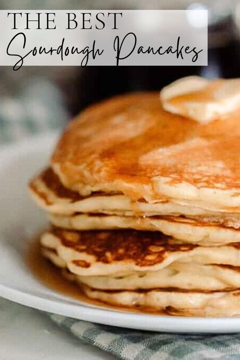 These fluffy sourdough pancakes are super simple to whip up with just a few basic ingredients. Light and fluffy with a little bit of crispiness, it is easy to see why this recipe is our favorite. Add toppings like blueberries or chocolate chips to make an extra special weekend morning treat. #farmbouseonboone #sourdoughpancakes #pancakes #sourdough Sourdough Pankaces, Pancakes Sourdough, Sourdough Starter Pancakes, Sourdough English Muffin Recipe, Sourdough Pancakes Recipe, Farmhouse On Boone, Recipe Using Sourdough Starter, Sourdough English Muffins, Sourdough Starter Discard Recipe