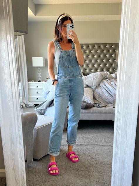 Spring style Denim overalls true to size $10 summer slide sandals come in lots of colors! Follow my shop @awitherington on the @shop.LTK app to shop this post and get my exclusive app-only content! #liketkit #LTKshoecrush #LTKFind #LTKSeasonal @shop.ltk https://liketk.it/46XMU Denim Overalls Outfit, Outfit Denim, Pink Slides, Overalls Outfit, Summer Slide, Ankle Length Jeans, Jean Overalls, Easter Outfit, Summer Sandals