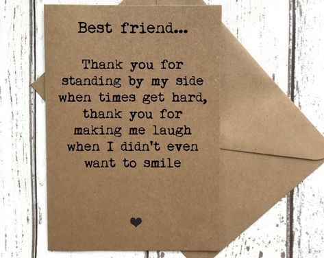 Card for best friend, best friend card, card for friend, thank you best friend, BFF card, friend card, thank you friend, uk sellers only Friend Notes Letters, Best Friend Notes Letters, Small Notes For Best Friend, Dear Best Friend Letters, Msg For Best Friend, Best Friend Notes, Friend Notes, Bestie Quote, Thumbprint Tattoo