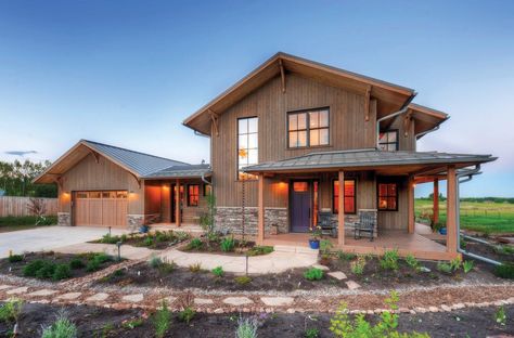 Home plan: Modern farmhouse with passive solar strategies | Star Tribune Modern Craftsman Farmhouse, Farmhouse With Wrap Around Porch, Residence Architecture, Future Farmhouse, Shop Houses, Craftsman Farmhouse, Farmhouse Floor Plans, Prairie Style Houses, Pole Barns