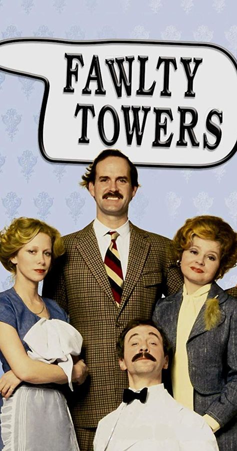 A DAY in TV HISTORY - Sept 19, 1975:  "Fawlty Towers" starring John Cleese, Prunella Scales and Andrew Sachs premiered on BBC2 in the UK. Connie Booth, British Tv Comedies, Vicar Of Dibley, Fawlty Towers, John Cleese, British Humour, British Sitcoms, British Lifestyle, Murdoch Mysteries