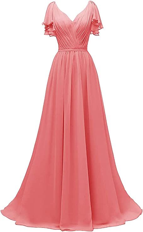 Sleeves Bridesmaid Dresses, Wedding Evening Gown, Wedding Evening Party, Bridesmaid Dresses Long Chiffon, Prom Dresses Long Pink, Bridesmaid Dresses With Sleeves, Gowns For Women, Evening Party Gowns, Maxi Gown Dress