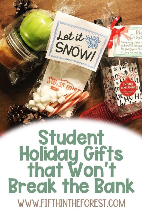 Blog post covering student holiday gifts that won't break the bank for ANY grade level. You will find FREE and CHEAP suggestions to make your preschool, elementary, middle, or high school students feels special. This is perfect for your classroom units around Christmas or in the winter season. Many of these can also be used for coworker gifts, neighbor gifts, friends, and family! Student Gifts Christmas From Teacher, Christmas Gift Ideas Classroom, Christmas Gift Ideas For Students To Make Parents, Christmas Presents To Students From Teacher, Cute Christmas Gift For Students, Christmas Gifts For Upper Elementary Students, Gift For Classmates Christmas, Gifts For Upper Elementary Students, Holiday Treats For Students