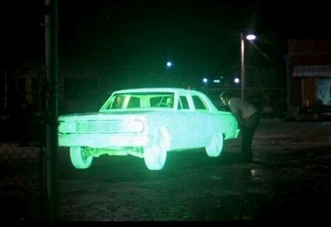 #Phantom of Route 40 plagued highways and byways of southern Ohio in early '50s Repo Man, Neon Car, Welcome To Night Vale, Night Vale, B Movie, X Files, Urban Fantasy, Ghostbusters, Green Aesthetic