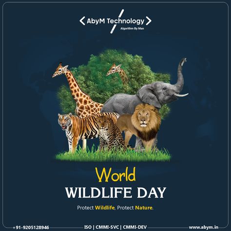 "Let's celebrate the incredible diversity of wildlife today and every day! Happy World Wildlife Day!" #WorldWildlifeDay2023 #worldwildlife #WorldWildlifeDay #nature #animals #HappyWorldWildlifeDay #abymtechnology World Wildlife Day Creative Ads, World Wild Life Day, World Wildlife Day, World Animal Day, School Works, Maths Day, Life Day, Wildlife Day, Protect Nature