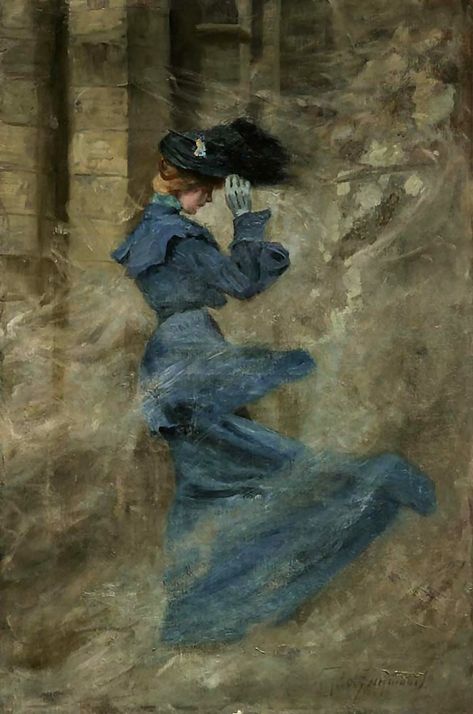 vajda, zsigmond - Dame in Blau, im Wirbelsturm stehend | Zsigmond Vajda  1860-1931  Hongarije Jules Cheret, Historical Painting, Jackson Pollock, Victorian Art, Old Paintings, Blue Painting, Ethereal Art, Classical Art, The Lady