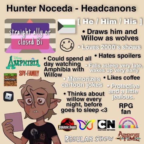 The Owl House Head Canons, Hot Hunter Fanart The Owl House, Hunter The Owl House Headcanon, Huntlow Headcanons, Toh Hunter Headcannons, Lumity Headcanon, Owl House Theories, Hunter Noceda Fanart, Hunter Headcannons