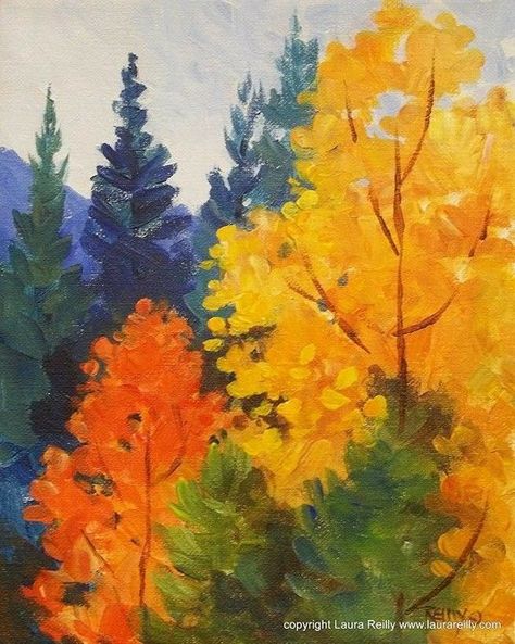 Fall Trees Painting Acrylic, How To Paint Fall Trees, Fall Abstract Painting, Autum Paintings Acrylic, Autumn Landscape Painting Acrylic, Autumn Watercolor Landscapes, Autumn Painting Acrylic, Fall Acrylic Painting Ideas, Autumn Art Painting