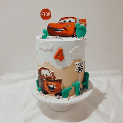 11 Disney Cars Birthday Cakes Perfect For The Cars Loving Kid - That Disney Fam Buttercream Lightning Mcqueen Cake, Cars Cookie Cake, Lightning Mcqueen And Mater Cake, Disney Cars Birthday Cake Buttercream, Mater Cake Ideas, Disney Cars Theme Cake, Cars 3rd Birthday Cake, Diy Cars Cake, Disney Birthday Cake Ideas