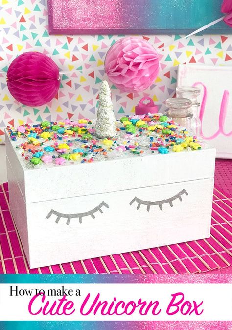 How to make a unicorn box - a fun Goodwill project #GoodwillDIY #ShopGoodwill #unicorn #toocute #giftidea #glitter #upcycle #ad Shoe Box Ideas, Unicorn Valentine Box Diy, Homemade Valentine Boxes, Diy Gift Wrapping Paper, Old Jewelry Box, Make A Unicorn, Girls Valentines Boxes, Valentine Card Box, Valentine Boxes