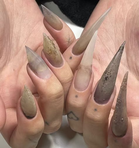 Kitty Claws Nails, Claw Nails Designs, Nail Aesthetics, Water Nails, Mens Nails, Sharp Nails, Punk Nails, Oc Inspiration, Claw Nails