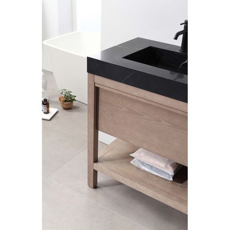 AllModern Estela 35.5'' Free Standing Single Bathroom Vanity with Quartz Top & Reviews | Wayfair Oak Vanity Bathroom, Black Tile Bathrooms, Powder Room Vanity, 36 Bathroom Vanity, Modern Bathroom Sink, Luxury Experience, Quartz Countertop, Double Vanity Bathroom, Double Sink Bathroom