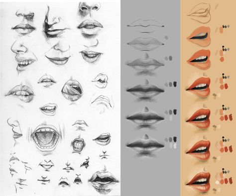 little tuto for pose and reference for men ! ^^ Types Of Lips Drawing, Types Of Lips, Drawing Lips, Sketch Tutorial, Expression Face, Character Design Tutorial, Face Anime, Character Design Cartoon, Mouth Drawing