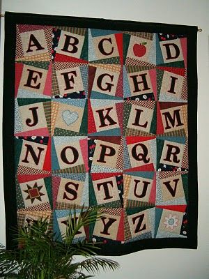 alphabet quilt--hand embroider monogrammed letters onto this twist and shout quilt for my bed- Rearrange letters so that I O U are vertical and put a heart for O!KS Alphabet Quilt Pattern, Name Quilt, Polka Dot Letters, Alphabet Quilt, Jelly Roll Quilt Patterns, Baby Quilt Pattern, Quilt Block Pattern, Animal Alphabet, Wall Quilts