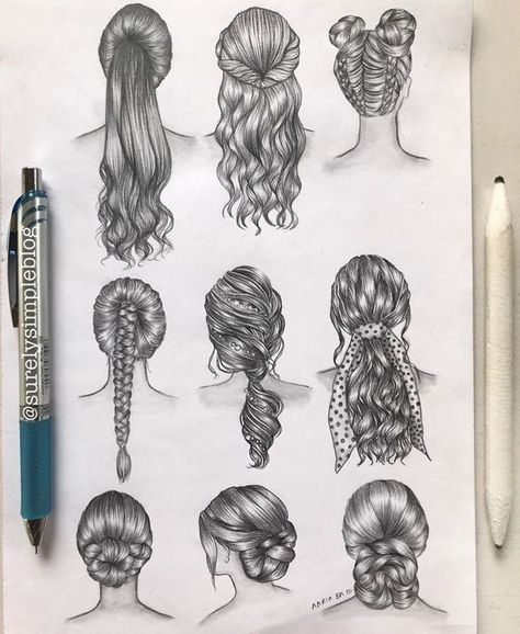 Girl Hair Drawing, Pen Doodles, Pencil Drawings For Beginners, Drawing Hair Tutorial, Hair Sketch, 얼굴 그리기, Pencil Shading, Cool Pencil Drawings, Easy Drawings Sketches