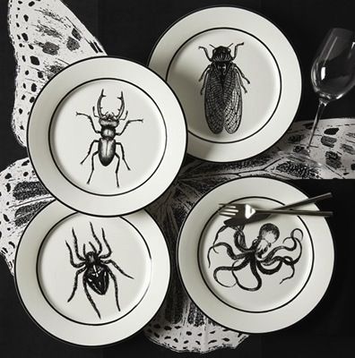 Creating a creepy year-round house that doesn't feel "Halloweeny" via Offbeat Home Casa Rock, Halloween Dinnerware, Goth Kitchen, Instyle Decor, Halloween Party Dinner, Creepy Decor, Horror Decor, Natural Curiosities, Goth Home