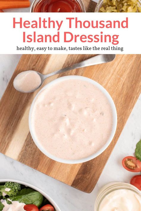 Greek Yogurt Salad Dressing, Homemade Thousand Island, Homemade Thousand Island Dressing, Dressing Healthy, Salad Appetizer Cups, Greek Yogurt Dressing, Healthy Dressing, Salad Dressing Recipes Healthy, Slender Kitchen