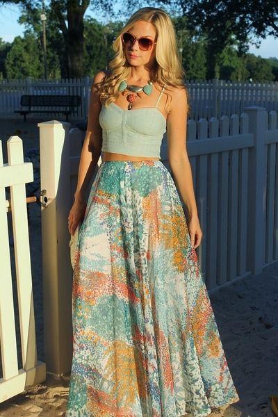 Summer Outfit Boho Mode, Maxi Rok, Stil Boho, Rock Outfit, Mode Boho, Maxi Skirts, Beauty And Fashion, Looks Chic, Estilo Boho