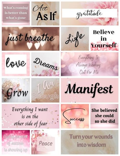 Vision Board Printable Affirmations Daily Affirmations Wall Collage Kit Manifest Your Dreams Law of Attraction Positive Self-talk Wellness - Etsy #visionboard #dreambig #manifestyourdreams #goalsetting #lawofattraction #inspirationboard #collageideas #getmotivated #makemanymorehappen #visualizations #successstories #positivevibes #creativityboost #unlimitedpotential #dreamlife #manifestationmagic New Years Resolution Vision Board, Manifesting Love Quotes, Manifestation Board Examples, Prayer Board Ideas How To Make, Vision Board Ideas Examples Diy, Vision Board Topics, Manifestation Affirmations Wallpaper, Studying Vision Board, Kindle Decor