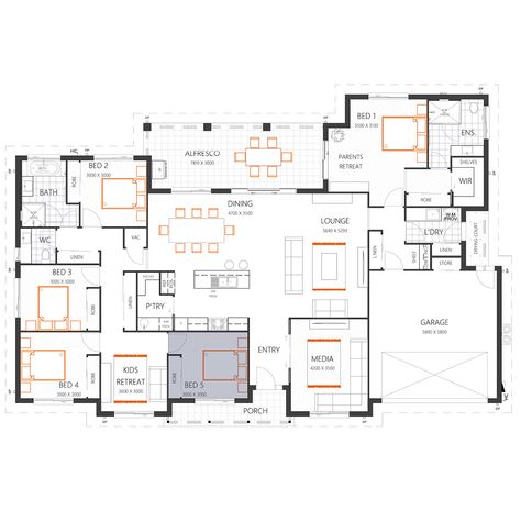 5 Bedroom House Floor Plan, Modular Farmhouse, House Plans Australia, Memory Boards, Large Floor Plans, 5 Bedroom House Plans, House Outer Design, Latest House Designs, 5 Bedroom House