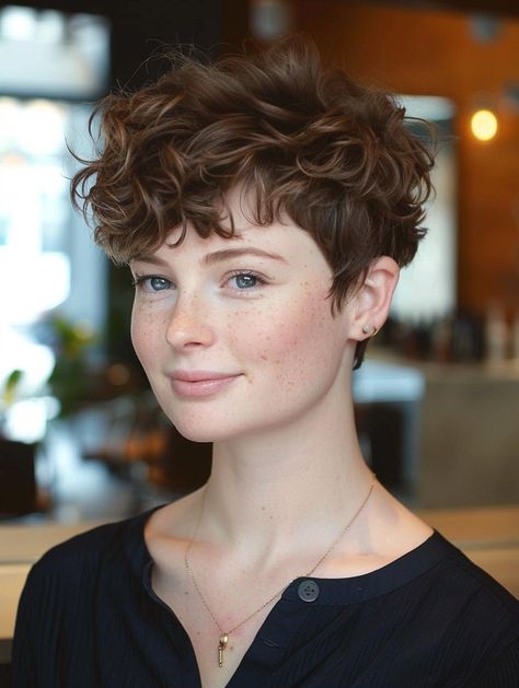 Pixie Long On Top Short On Sides, Curly Hairstyles Men Short, Very Short Curly Hair Pixie, Non Binary Haircuts Curly, Feminine Short Hair Round Face, Short Curly Hairstyles For School, Natural Short Curly Hairstyles, Short Curly Hairstyles Men, Hairstyles For Women Black