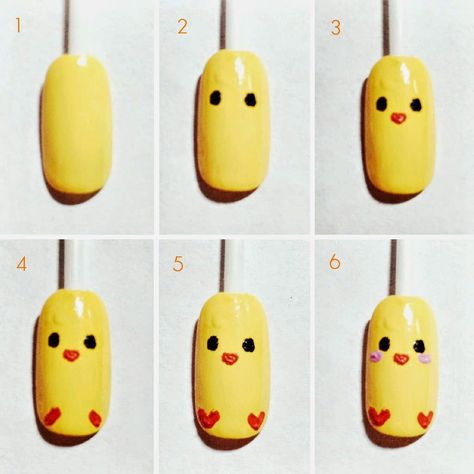 Nail Designs 2023 Spring, Chick Nail Art, Easter Nails Easy, Nail Art Cute, Glitter Nail Designs, Easter Nail Art, Duck Nails, Cute Simple Nails, Nail Art Gel