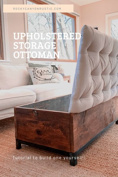 Scandinavian Spring, Diy Storage Ottoman, Diy Ottoman, Upholstered Storage, Diy Furniture Couch, Diy Furniture Projects, Furniture Inspiration, Redo Furniture, Furniture Projects