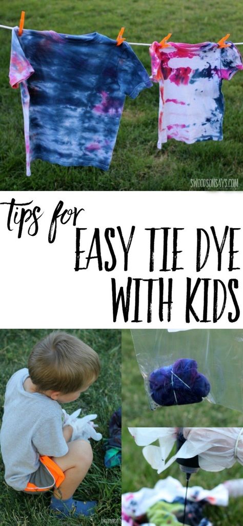 Tie dye with kids can be easy and fun! Check out these tips for tie dyeing that makes a minimal mess - perfect summer craft for older kiddos and a great "camp shirt" idea. Tie Dye Tutorial, Summer Camp Activities, Camp Shirts, Summer Camp Crafts, Summer Fun For Kids, Summer Craft, How To Tie Dye, Project For Kids, Kids Tie Dye