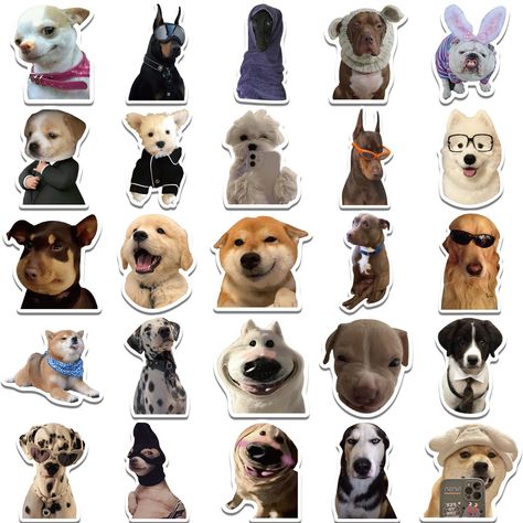 Dog Expressions, Sticker Aesthetic, Scrapbooking Journal, Famous Dogs, Cute Funny Cartoons, Stickers Kawaii, Funny Decals, Diy Kids Toys, Funny Dog Memes